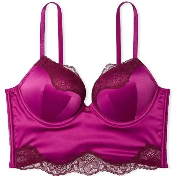 Victorias Secret Very Sexy Bombshell Add-2-Cups Push Up Corset Top Raspberry - Picture 4 of 10